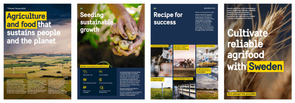 Four posters about the Swedish agriculture and food sector.